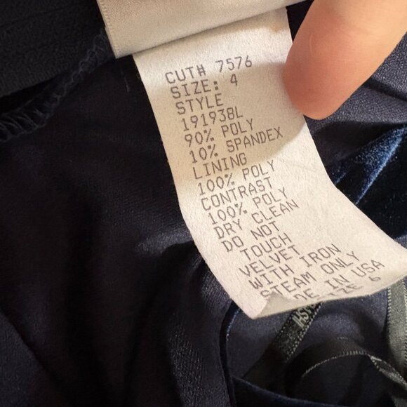 T Tadashi Shoji Velvet Gown maxi dress size 4 S small midnight navy blue holiday - Picture 9 of 12